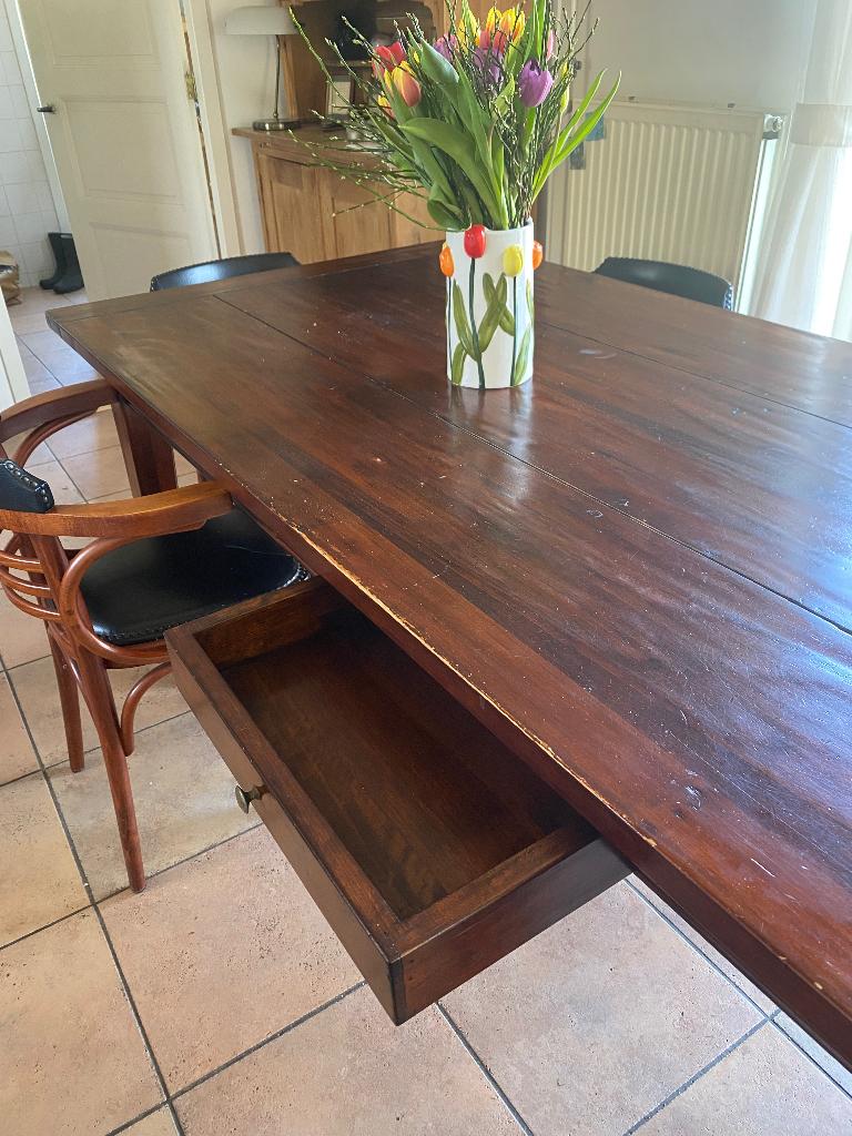 Robuuste eettafel, Huis en Inrichting, Tafels | Eettafels, Ophalen, Gebruikt, 50 tot 100 cm, Vijf personen of meer