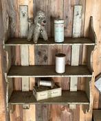 Brocante oud houten regaaltje / wandrek / schapje 3 plankjes, Ophalen of Verzenden