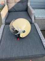 Stijlvolle Crèmekleurige Scooterhelm met Vizier, Fietsen en Brommers, Brommerhelmen, Ophalen of Verzenden, Zo goed als nieuw, Small