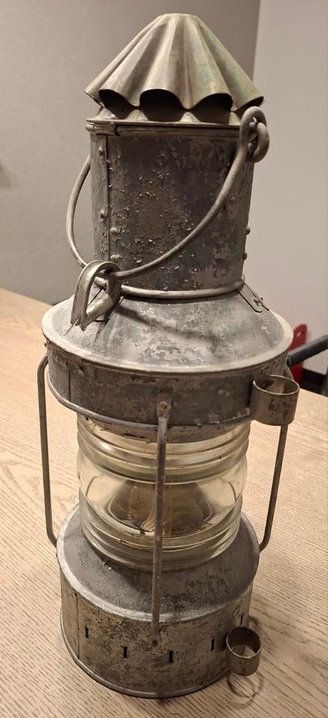 Antieke Scheepslamp / Ankerlicht - Zink/Gegalvaniseerd Staal, Antiek en Kunst, Antiek | Lampen, Ophalen