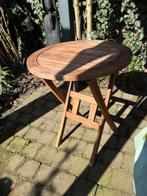 teak houten bijzettafel, Minder dan 55 cm, Gebruikt, Vierkant, Hout