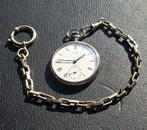 Zentra goed werkend zakhorloge met ketting, Sieraden, Tassen en Uiterlijk, Horloges | Antiek, Overige merken, Zakhorloge, Staal