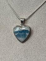 Scheeliet rodochrosiet blauw hart hanger liefde zeldzaam, Ophalen of Verzenden, Nieuw, Zilver, Verstelbaar