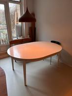 Uitschuifbare witte ronde eettafel - Ikea (oud model), Huis en Inrichting, Ophalen of Verzenden, Gebruikt, Rond, 100 tot 150 cm