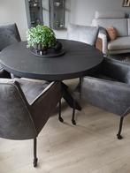 Zwart houten ronde tafel, Huis en Inrichting, Tafels | Eettafels, Ophalen, Zo goed als nieuw, Vier personen, 100 tot 150 cm