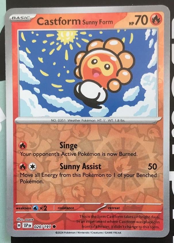 Pokemon - Castform Sunny Form (SSP 020) Reverse holo.., Ophalen of Verzenden, Nieuw, Losse kaart, Foil