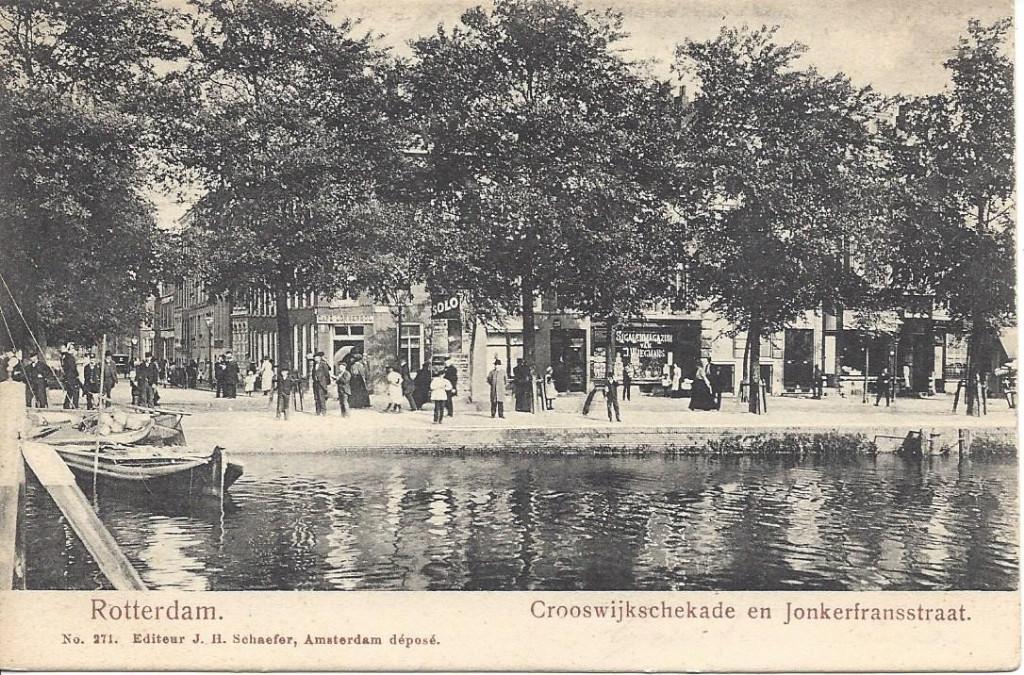 Rotterdam, Crooswijkschekade en Jonkerfransstraat, Volk 1900, Verzamelen, Ansichtkaarten | Nederland, Ophalen of Verzenden, Voor 1920