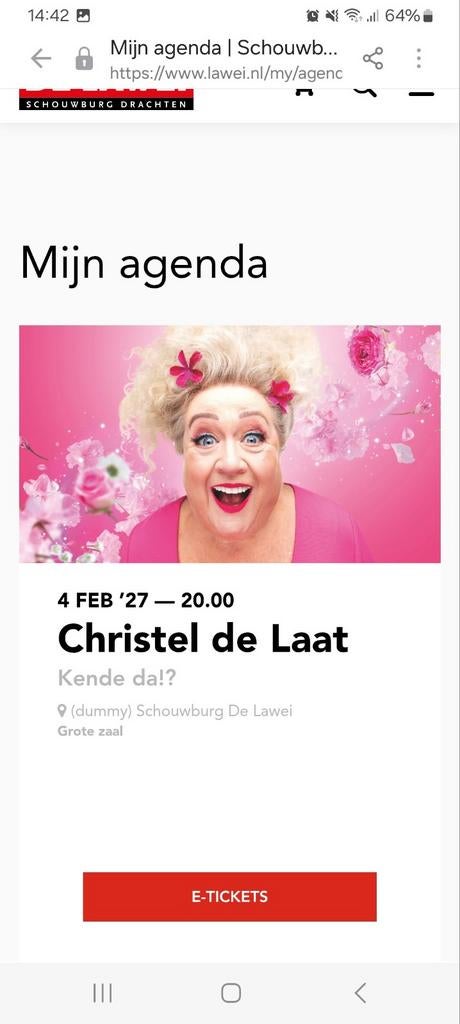 Christel de Laat 4 februari 2027 3 tickets, Tickets en Kaartjes, Drie personen of meer, Februari
