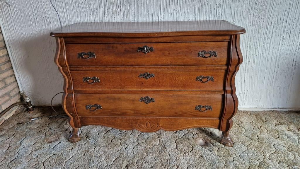 Antieke ladekast / commode van eikenhout, Huis en Inrichting, Kasten | Ladekasten, Gebruikt, 100 tot 150 cm, Ophalen of Verzenden