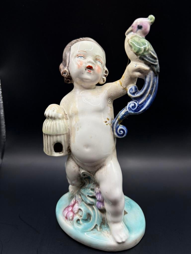 Putti of Cherubijn porseleinen beeldje, Ophalen of Verzenden, Gebruikt, Mens