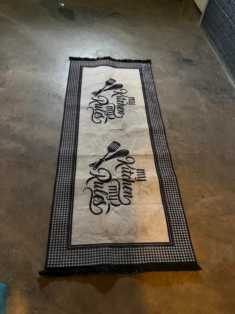 Zwarte keukenloper/vloerkleed 80x200cm, Huis en Inrichting, Ophalen, Gebruikt, 50 tot 100 cm, 150 tot 200 cm