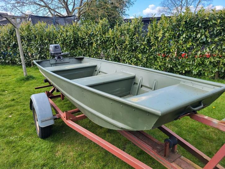 Alumcraft aluminium boot met 8pk en trailer, Watersport en Boten, Bootonderdelen, Gebruikt, Overige typen, Motorboot, Ophalen