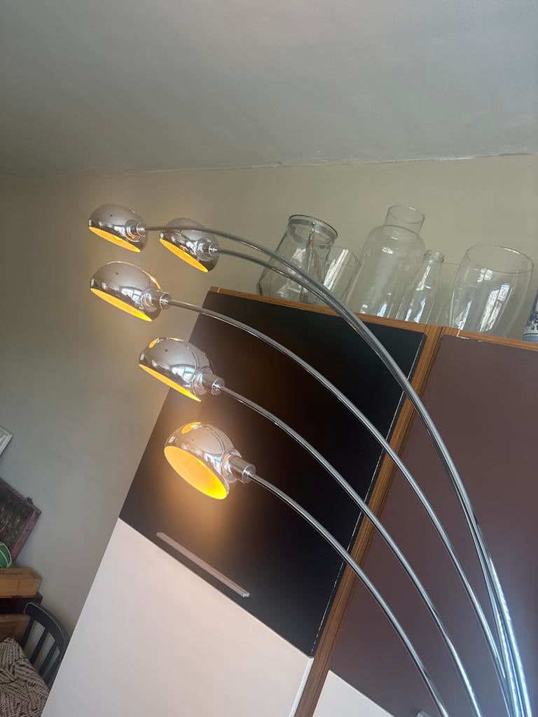RVS booglamp met 5 lichtpunten, design!, Ophalen, Gebruikt, Metaal, 150 tot 200 cm