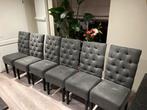 Set van 6 grijze gestoffeerde eetkamerstoelen, Huis en Inrichting, Stoelen, Ophalen, Gebruikt, Landelijk, Vijf, Zes of meer stoelen