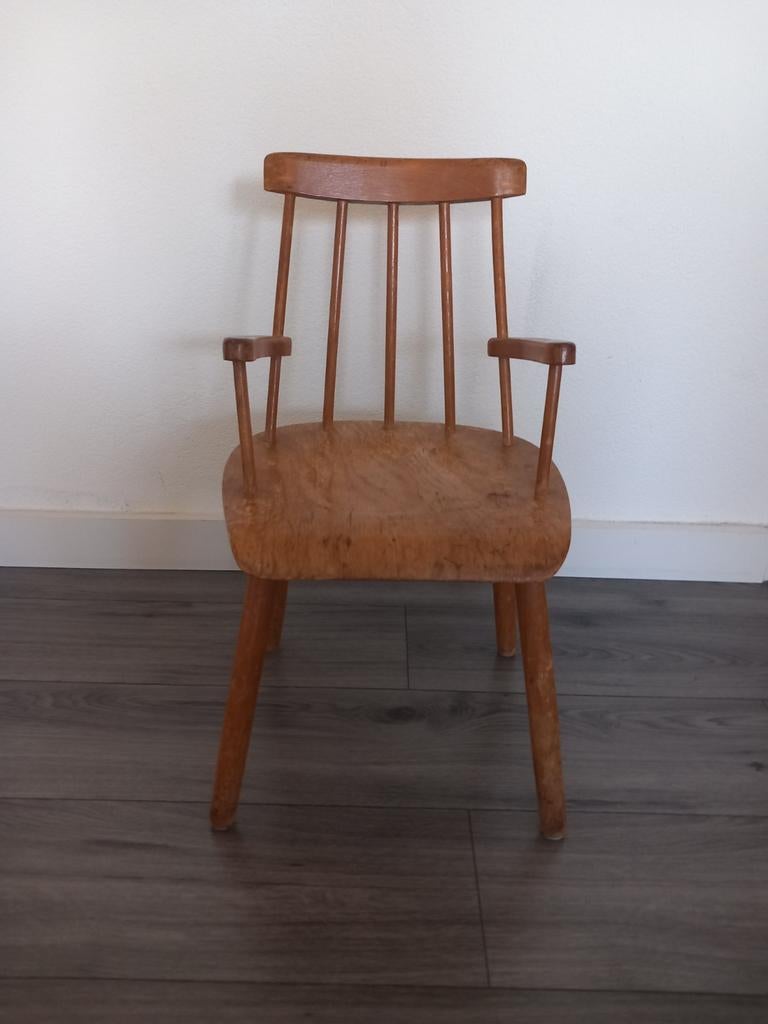 Vintage Deens kinderstoeltje van hout, Ophalen, Vintage Deens design, Gebruikt, Bruin