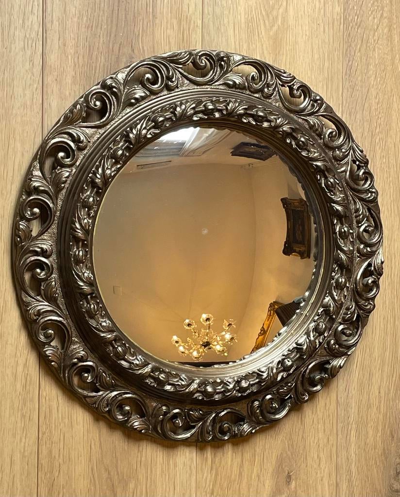 Goudkleurige ronde Engelse butler spiegel, Antiek en Kunst, Ophalen, Rond, Minder dan 50 cm