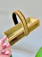 Vintage olijfgroen fluwelen doosje opbergdoosje pennenbakje, Ophalen of Verzenden, Gebruikt