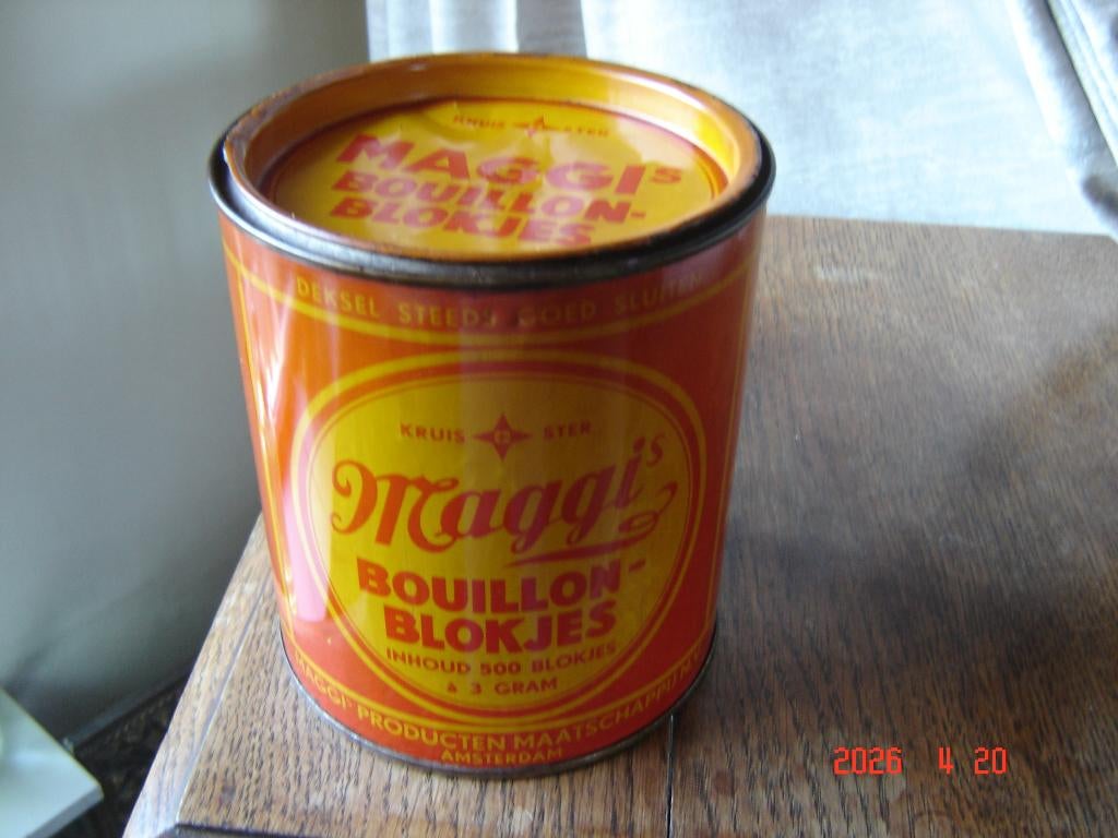 Maggi Bouillon - Blokjes, fraai oud blik, groot formaat., Verzamelen, Blikken, Ophalen of Verzenden, Zo goed als nieuw, Overige