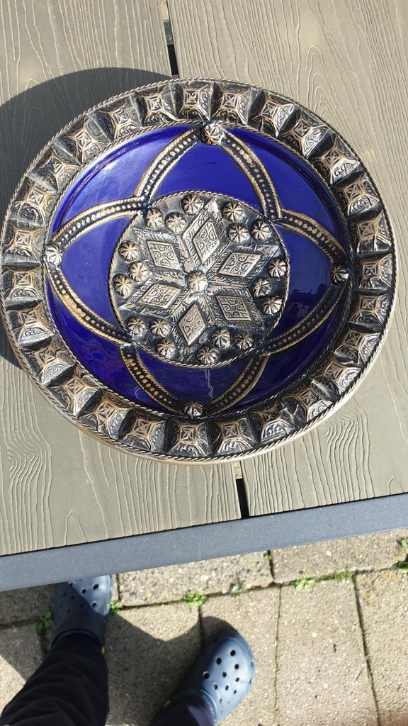 Oud marokaans bord zie foto's, Antiek en Kunst, Ophalen of Verzenden