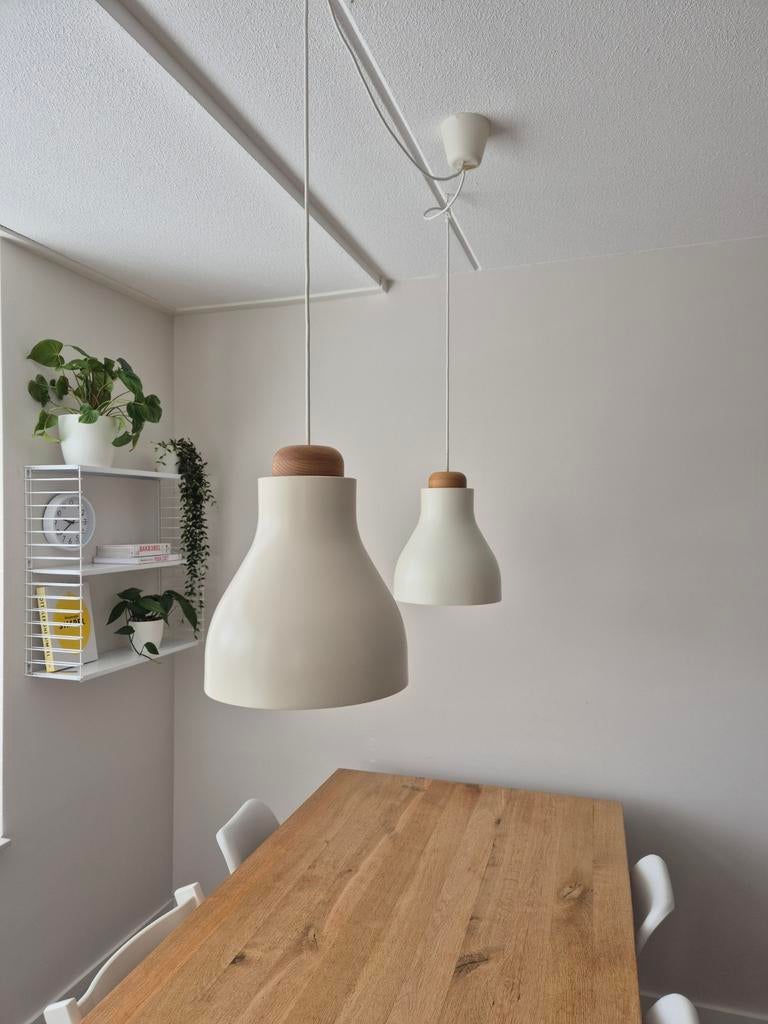 Set hanglampen wit metaal eiken Frandsen Treetop design, Ophalen, Design, Zo goed als nieuw, Minder dan 50 cm