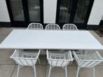 Complete witte tuinset; tafel 260x100x75 cm, Ophalen, Gebruikt, Rechthoekig