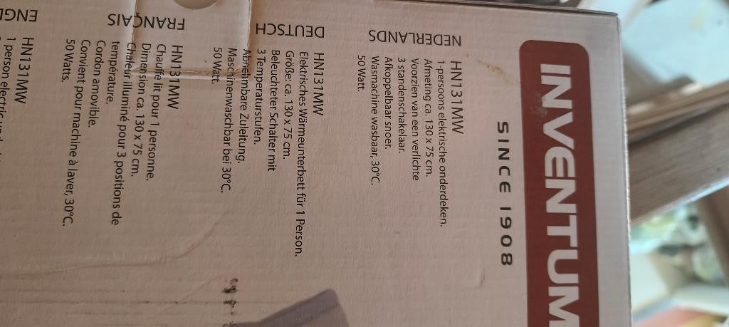 elektrisch onderdeken, Ophalen, Eenpersoons, Wit, Nieuw