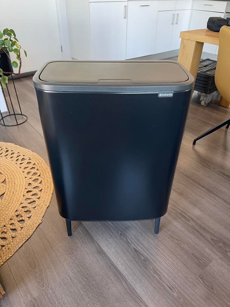 Brabantia Bo Touch Bin Hi 2 x 30L Zwart - Afval scheiden, Ophalen, Nieuw, 40 liter of meer, Metaal