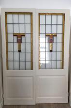 Glas in lood binnendeuren set van 2 stuks, Doe-het-zelf en Verbouw, Deuren en Horren, Ophalen, Gebruikt, Minder dan 80 cm, Binnendeur