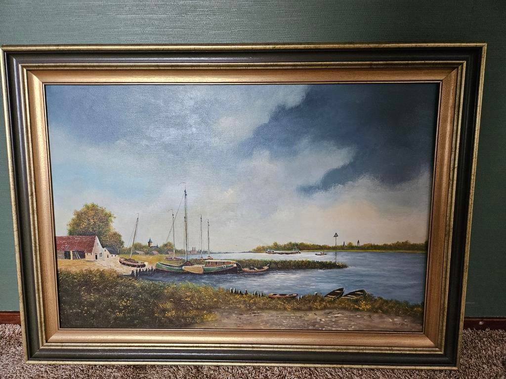 Groot olieverfschilderij Vredenburg - Hollands landschap, Ophalen of Verzenden