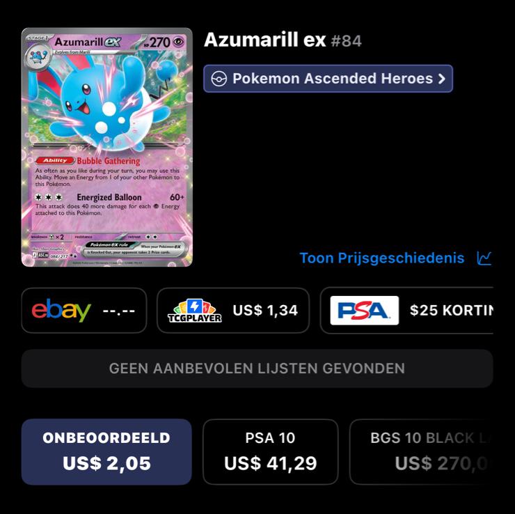 Azumarill ex - Ascended Heroes #84, Ophalen of Verzenden, Zo goed als nieuw, Losse kaart