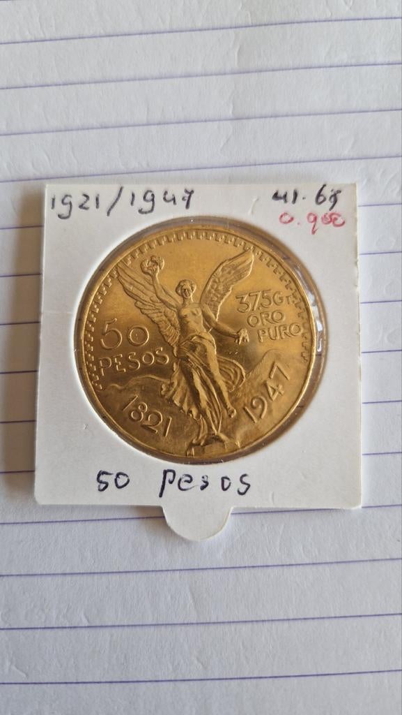 Gouden Mexicaanse 50 Pesos munt (1921-1947), Ophalen of Verzenden, Noord-Amerika, Losse munt, Goud
