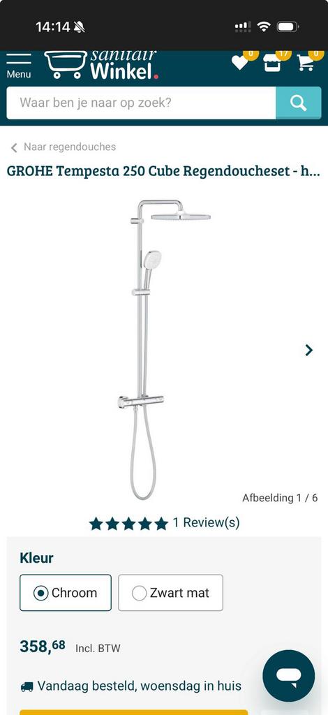 Grohe douchekraan + regendouche nieuw!, Ophalen of Verzenden, Zo goed als nieuw, Douche