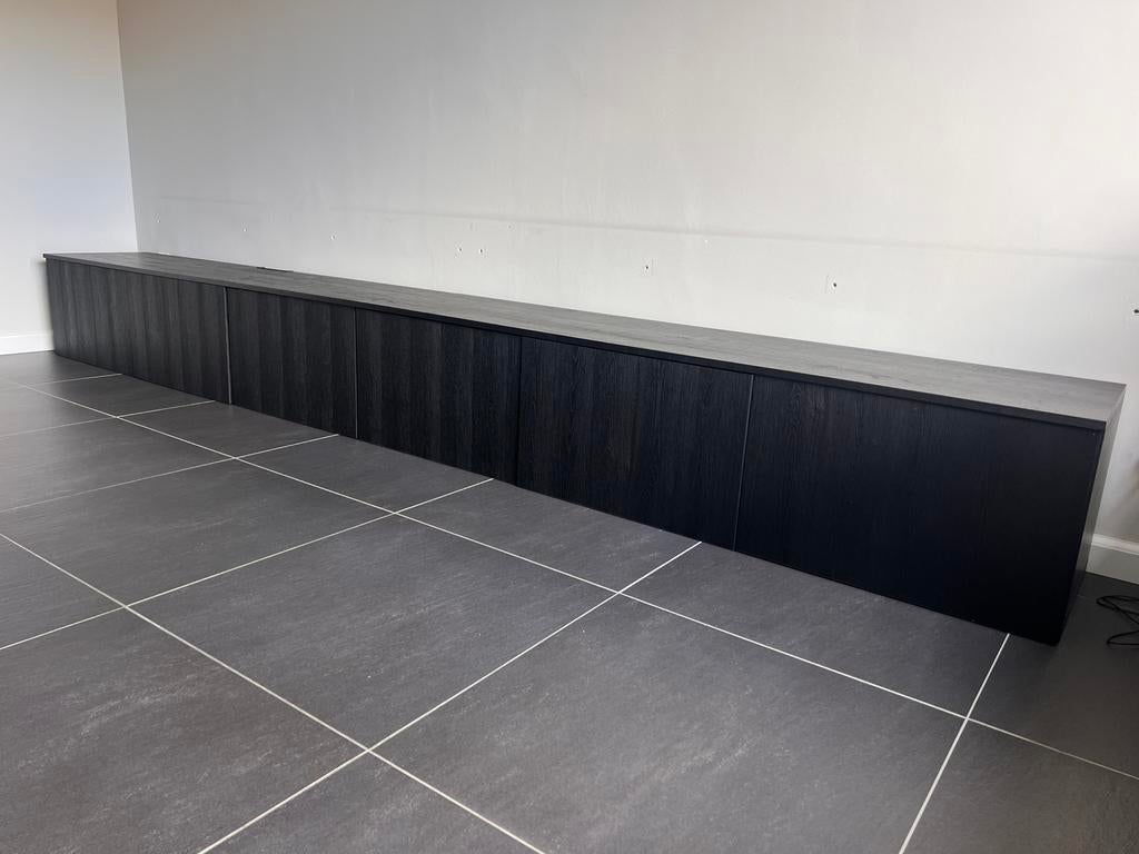 TV meubel zwart 360 cm breed, besta ikea 3x deur 3x lade, Huis en Inrichting, Kasten | Televisiemeubels, Ophalen, 150 tot 200 cm