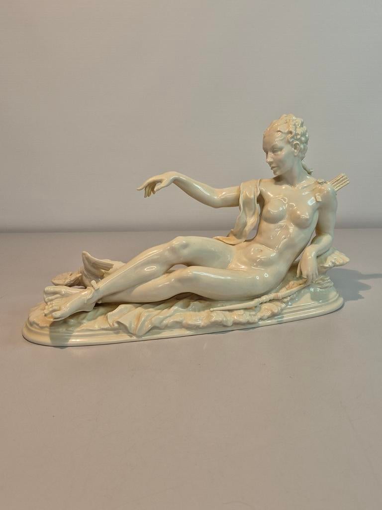 Hans Achtziger beeld art deco blanc de chine Diana, Ophalen of Verzenden