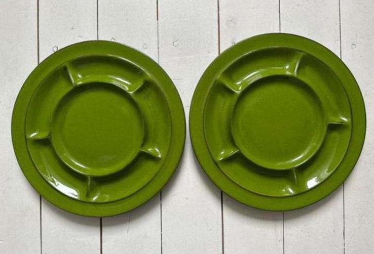 Fondue borden Thomas seventies groen set vintage, Ophalen of Verzenden, Huis en Inrichting