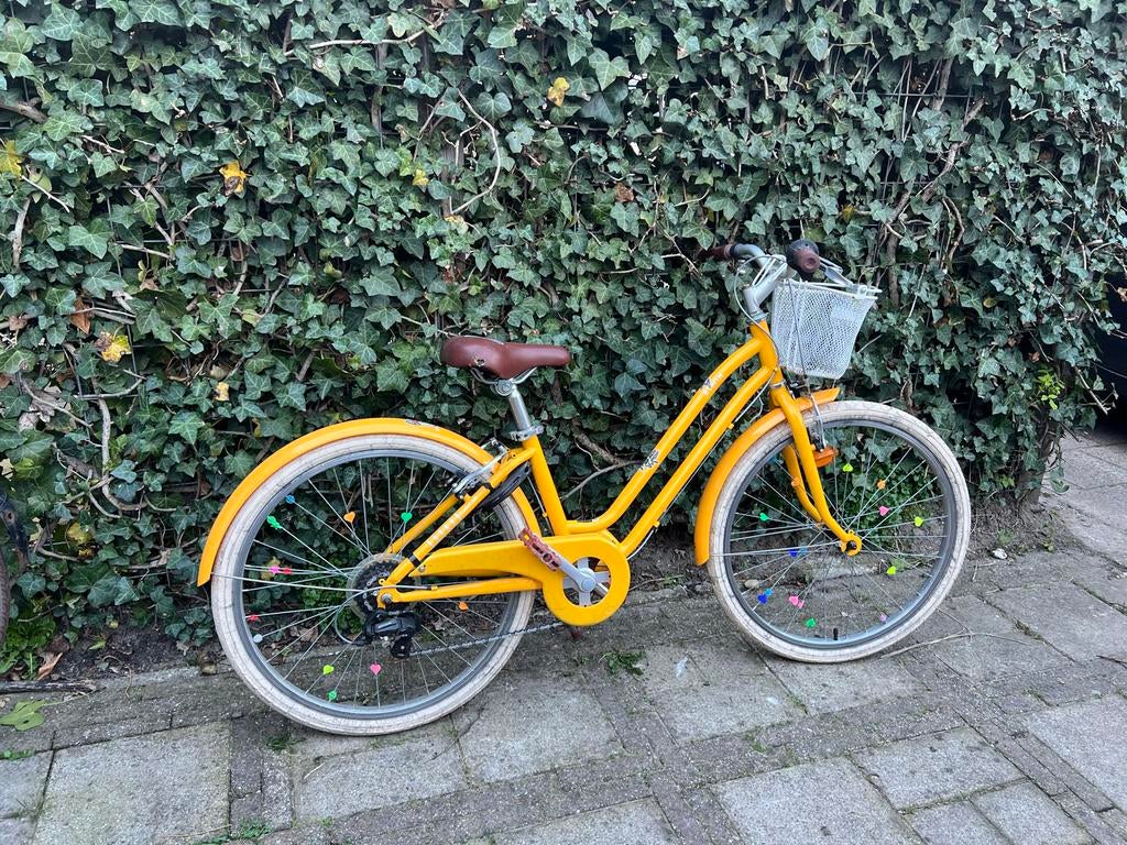 Gele meisjesfiets, Fietsen en Brommers, Fietsen | Meisjes, Ophalen, Gebruikt, 24 inch, Versnellingen