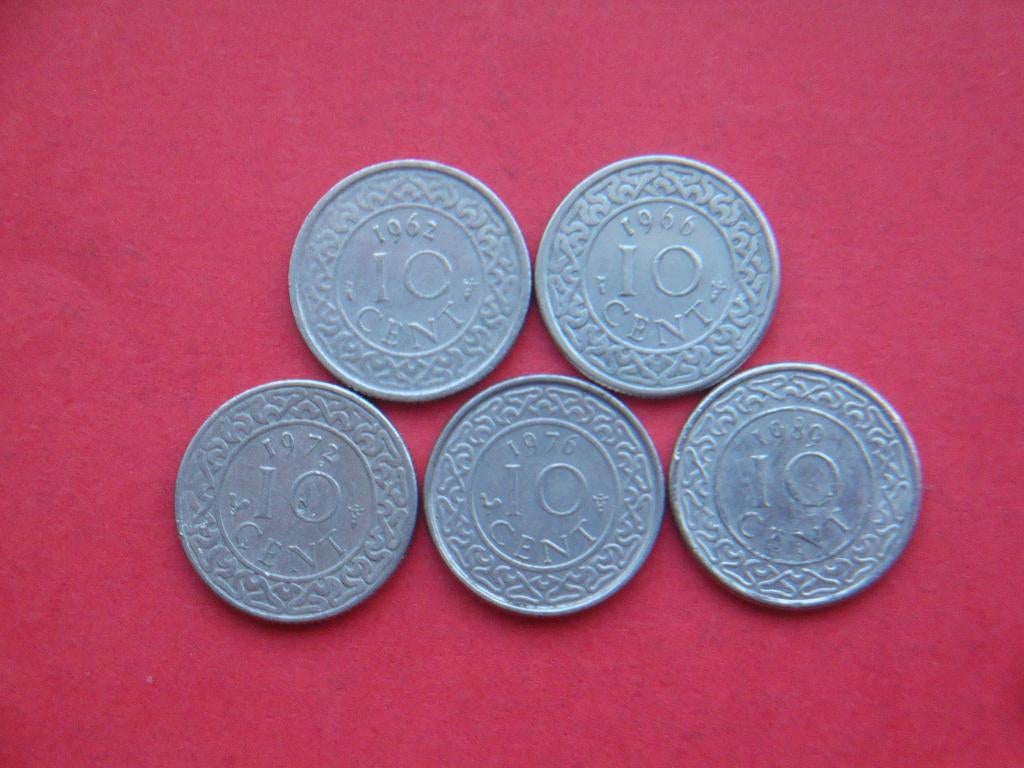 Suriname setje munten 10 Centen 1962/1976., Verzenden, Zuid-Amerika, Setje