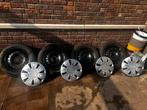 Stalen velgen 14 inch met banden 4x100 - 57,1 naafgat, Ophalen, 14 inch, Gebruikt, Banden en Velgen