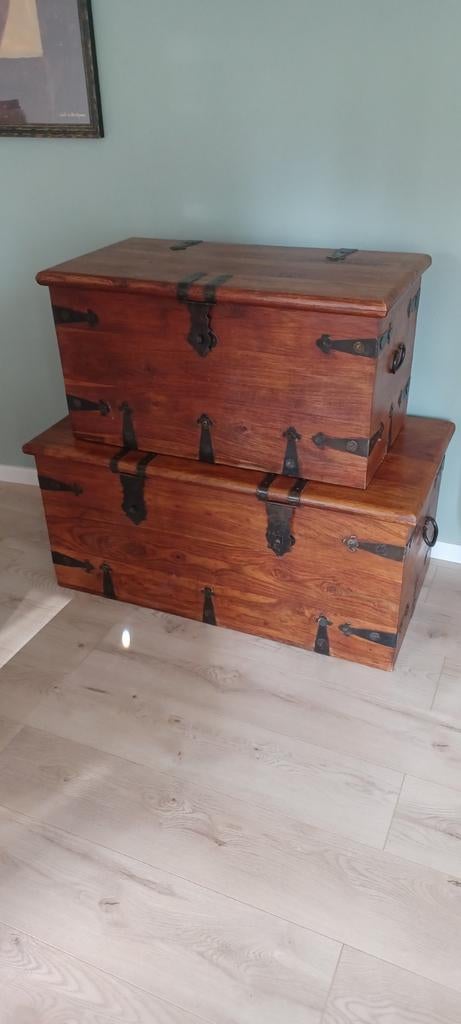 2 massief houten kisten, Ophalen, 50 tot 100 cm, Minder dan 50 cm, Minder dan 50 cm