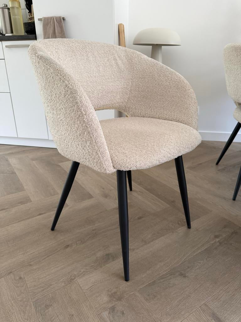 4 Kwantum Antony eetkamerstoelen zandkleurig, Huis en Inrichting, Stoelen, Ophalen, Gebruikt, Overige kleuren, Vier