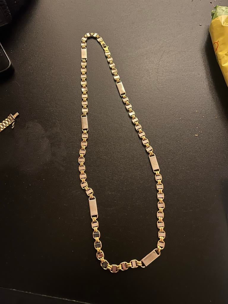 Koningsketting 18k met briljanten, 48 gram, Ophalen of Verzenden, Gebruikt, Goud, Met edelsteen