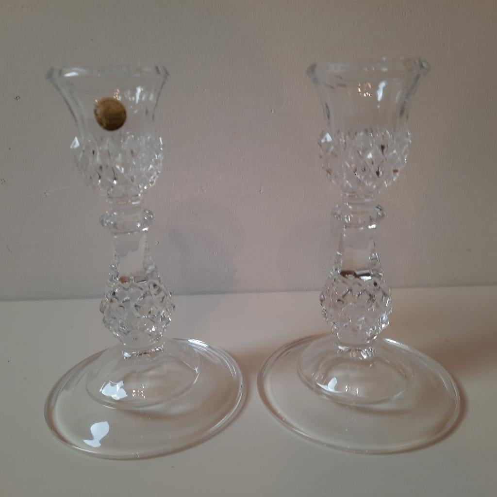 2x Cristal d'Arques Durand kandelaars Crystal, Antiek en Kunst, Antiek | Glas en Kristal, Ophalen of Verzenden