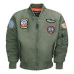 MA1 Winter Bomberjack Groen voor Kinderen - Top Gun Stijl, Fostex Garments, Fostex Garments, Jongen of Meisje, Onbekend