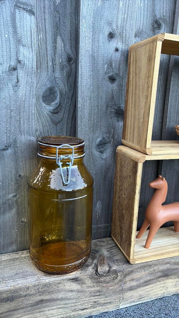 Vintage Glazen Voorraadpot Floral Cove Italy, Ophalen of Verzenden