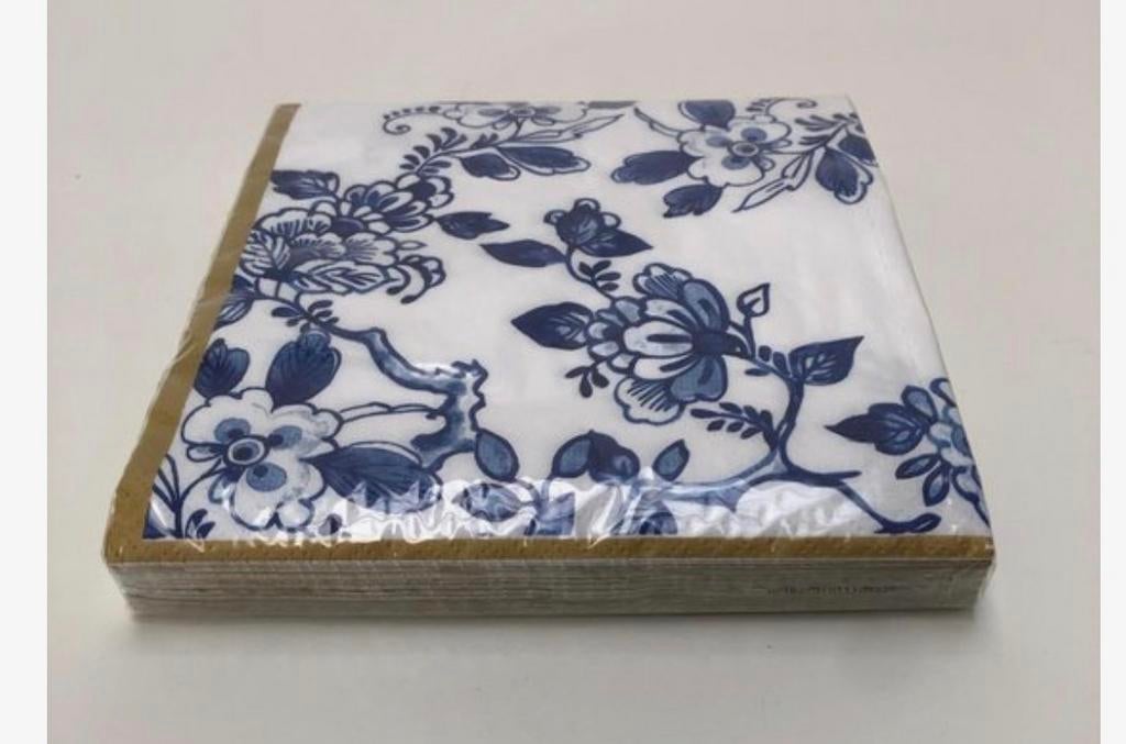 TE KOOP GEVRAAGD: Papieren servet met Delfts blauw motief, Overige materialen, Overige typen, Nieuw, Ophalen of Verzenden