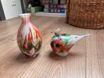 Fidrio glasen vaas en vogel, Huis en Inrichting, Woonaccessoires | Vazen, Overige kleuren, Ophalen of Verzenden, Minder dan 50 cm