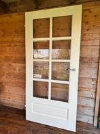 Binnendeur wit/crème met glas – 10-ruits – 201 x 90 x 4 cm, Doe-het-zelf en Verbouw, Deuren en Horren, Ophalen, Binnendeur, 200 tot 215 cm