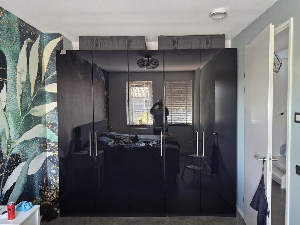 Ikea Pax kast Hoogglans zwart 236 hoog, 250 breed en 50 diep, Overige materialen, Gebruikt, 200 cm of meer, 200 cm of meer