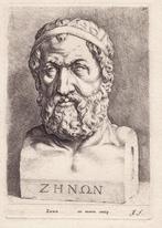 Filosoof Zeno van Elea ets Jan de Bisschop 1740 dialectiek, Antiek en Kunst, Verzenden