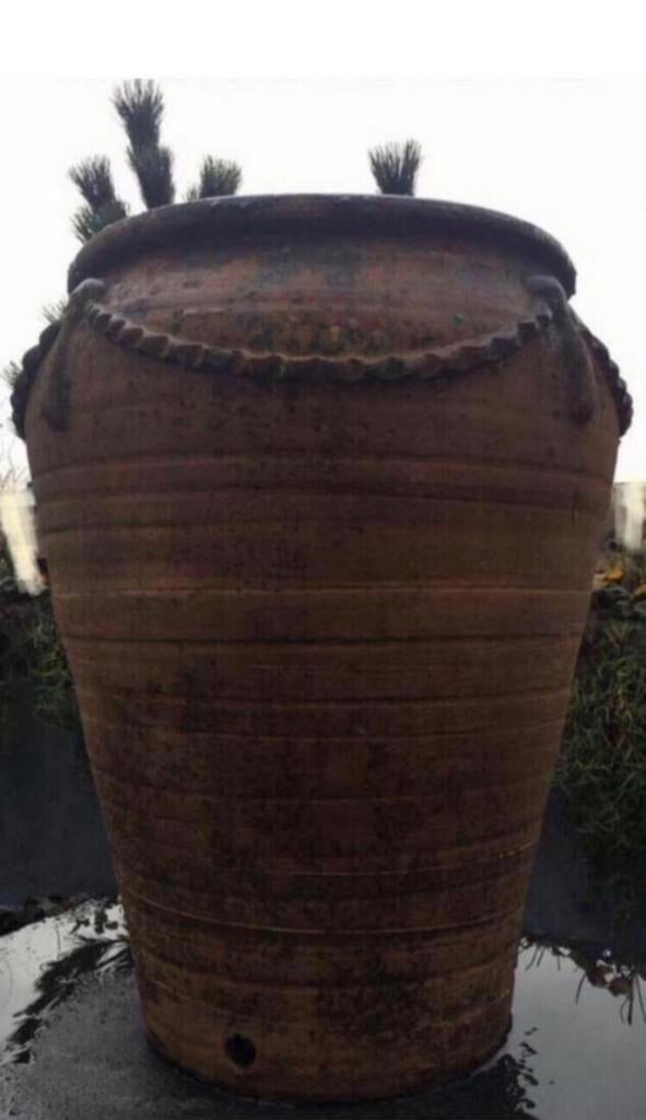 Prachtige 57cm groot hoge terracotta vaas bloempot uniek oud, Overige kleuren, 50 tot 75 cm, Aardewerk of Porselein, Ophalen of Verzenden